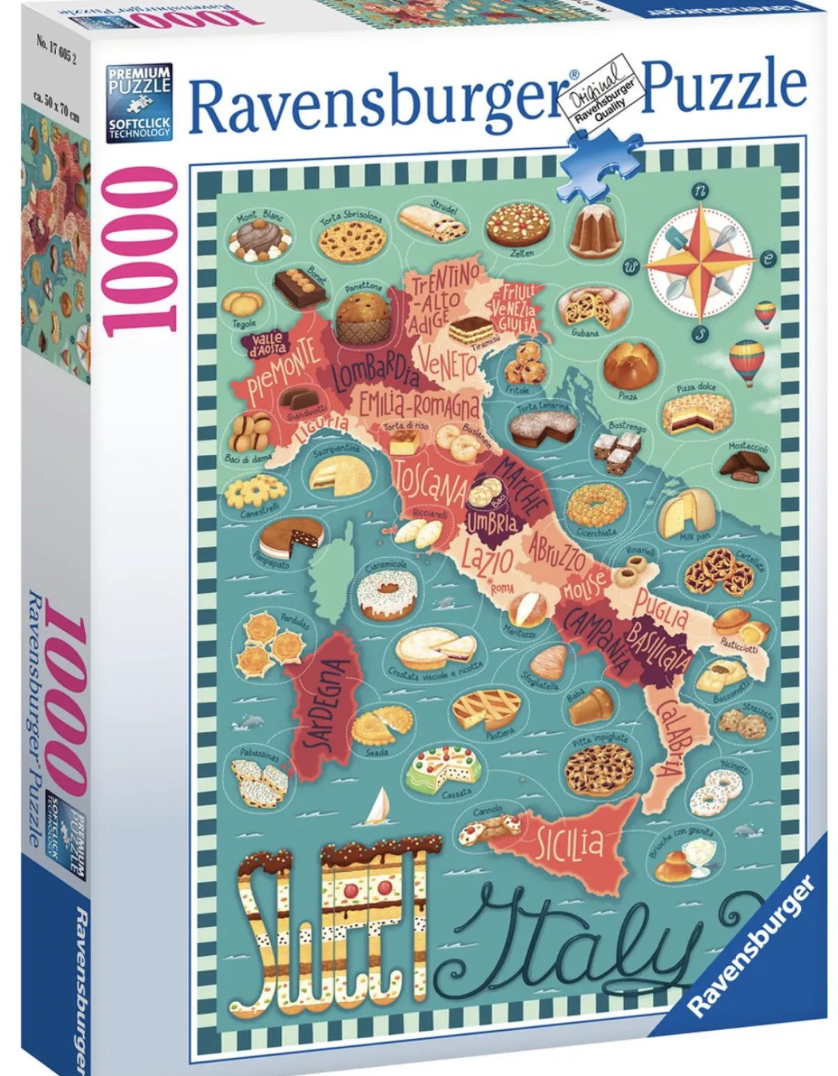 Ravensburger Astrologie & Wereldkaarten|1000-1499<Kaart van Italië - Zoetigheden - 1000 stukjes
