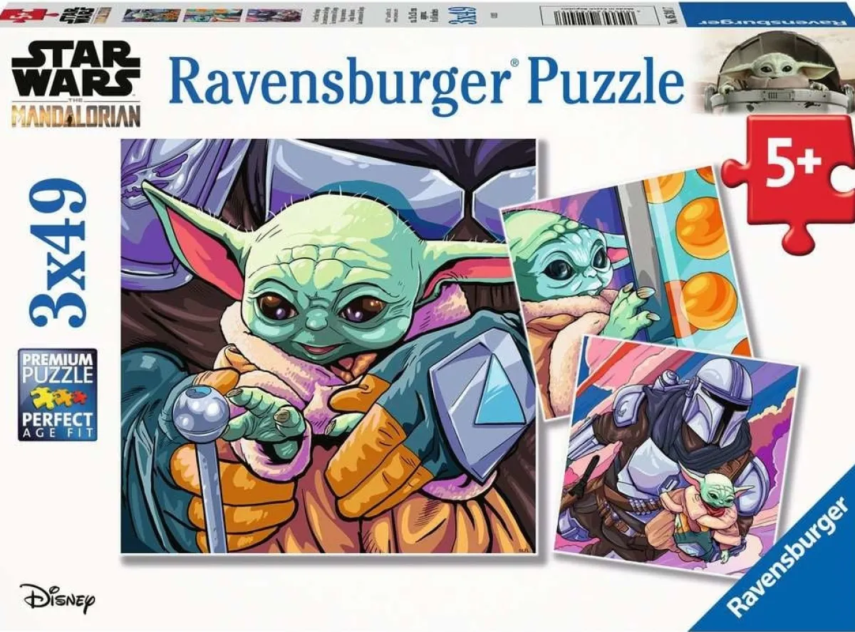 Kinderen Ravensburger Star Wars|Tekening<Mandalorian: Baby Yoda Grogu Momenten - 3 puzzels van 49 stukjes