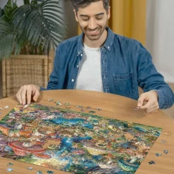 Ravensburger Fantasy|Tekening<Merry Mushroom Village - Aimee Stewart - puzzel van 1000 stukjes