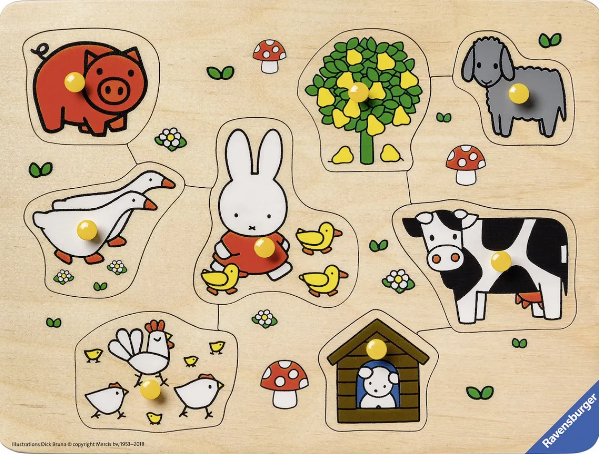 Kinderen Ravensburger Houten Insteekpuzzels|2-99<Nijntje op de boerderij - 8 stukjes