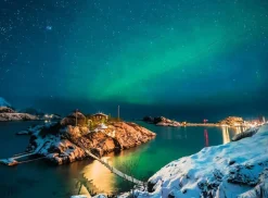 Kinderen Ravensburger Landschappen|Steden En Gebouwen<Noorderlicht bij Bergsfjord - puzzel van 500 stukjes