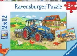 Kinderen Ravensburger Legpuzzels|2-99<Op de bouwplaats en boerderij - 2 puzzels van 12 stukjes