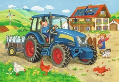 Kinderen Ravensburger Legpuzzels|2-99<Op de bouwplaats en boerderij - 2 puzzels van 12 stukjes