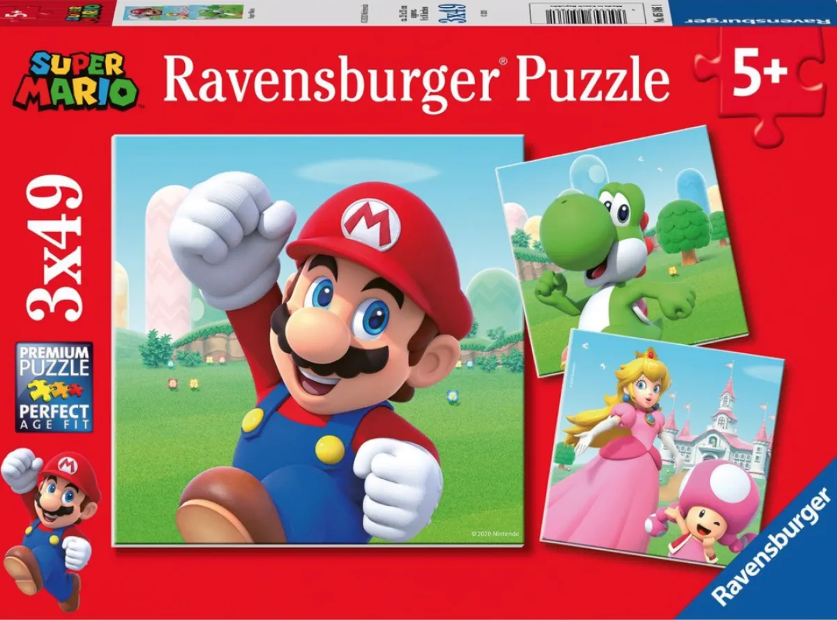 Kinderen Ravensburger Disney, Pixar, Marvel|Tekening<Super Mario - 3 puzzels van 49 stukjes