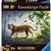 Kinderen Ravensburger Speciale Vorm|Dieren<Tijger in de jungle - Houten Contourpuzzel - 500 stukjes