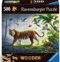 Kinderen Ravensburger Speciale Vorm|Dieren<Tijger in de jungle - Houten Contourpuzzel - 500 stukjes