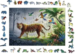 Kinderen Ravensburger Speciale Vorm|Dieren<Tijger in de jungle - Houten Contourpuzzel - 500 stukjes