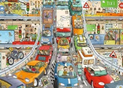 Ravensburger Tekening|1000-1499<Verkeerschaos - Rearview Mirror - puzzel van 1000 stukjes