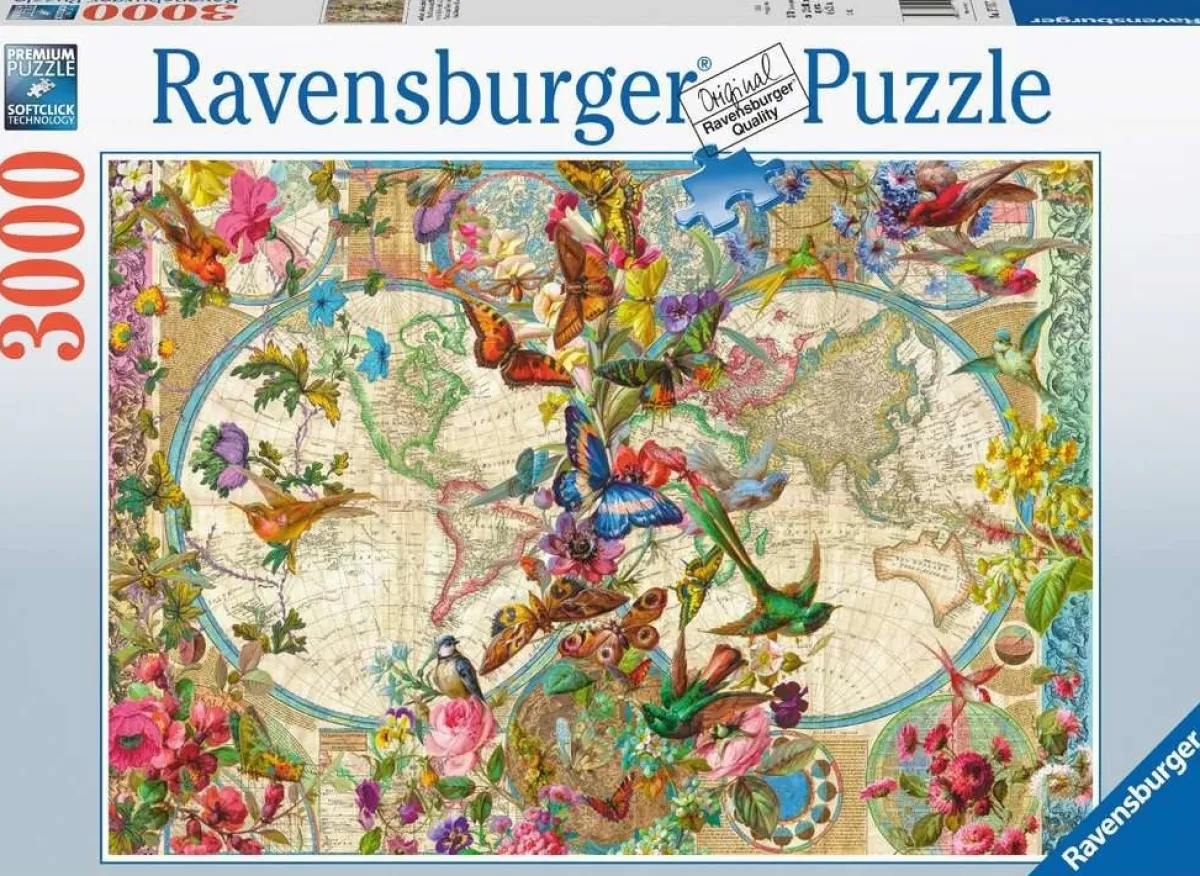Ravensburger Dieren|Astrologie & Wereldkaarten<Wereldkaart van vlinders - puzzel van 3000 stukjes