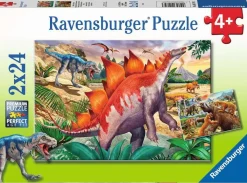 Kinderen Ravensburger Tekening|Dieren<Wilde oertijddieren - 2 puzzels van 24 stukjes