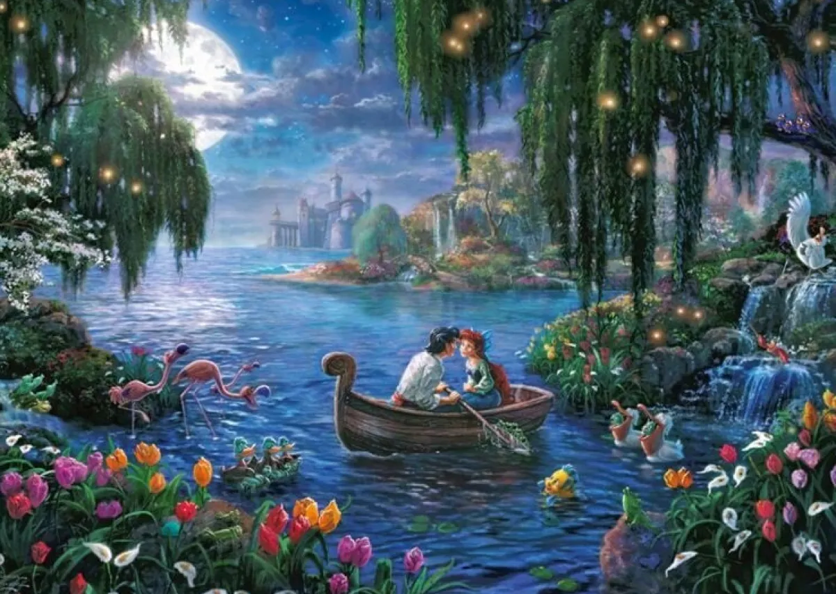Schmidt Disney, Pixar, Marvel|1000-1499<De Kleine Zeemeermin en Prins Eric - Thomas Kinkade - puzzel van 1000 stukjes