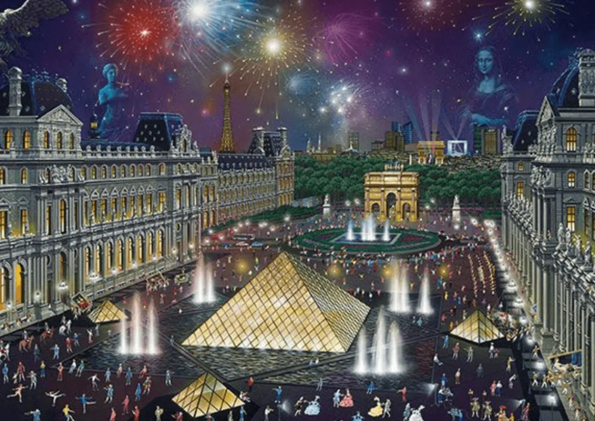 Schmidt Kunst En Cultuur|Steden En Gebouwen<Vuurwerk bij het Louvre - 1000 stukjes
