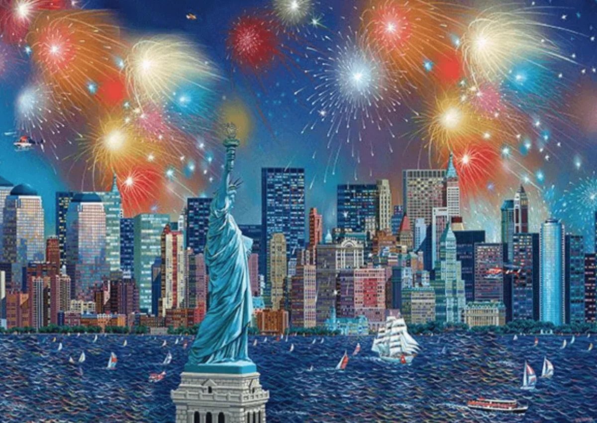 Schmidt Kunst En Cultuur|Steden En Gebouwen<Vuurwerk bij het Vrijheidsbeeld - 1000 stukjes