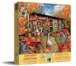 SUNSOUT Dieren|500-999<Chicken Crossing - legpuzzel van 500 XXL stukjes