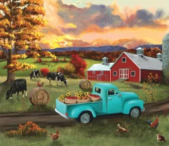 SUNSOUT Dieren|500-999<Fall Sunset at the Barn - legpuzzel van 550 stukjes