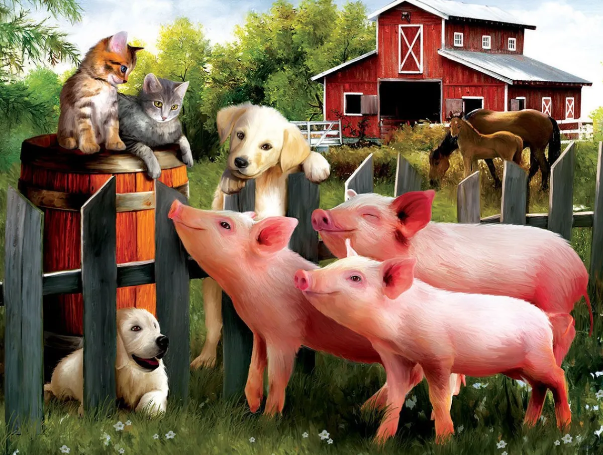 SUNSOUT Dieren|Landschappen<Making New Friends - legpuzzel van 300 XXL stukjes