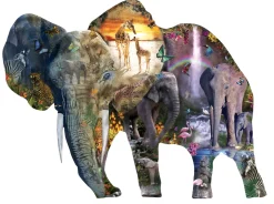 SUNSOUT Speciale Vorm|Dieren<Olifant bij de waterval - legpuzzel van 1000 stukjes